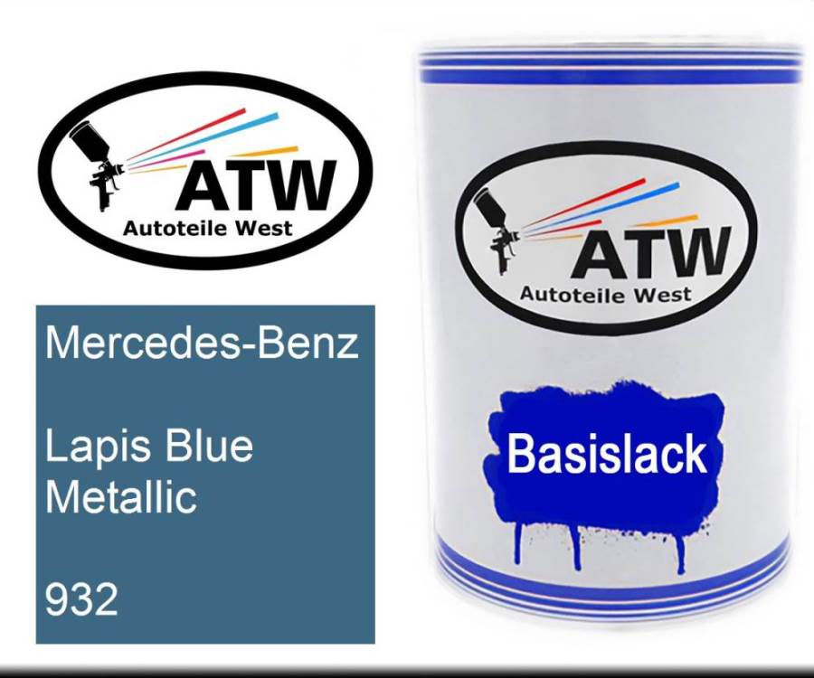 Mercedes-Benz, Lapis Blue Metallic, 932: 500ml Lackdose, von ATW Autoteile West.